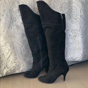 Suede Black Over The Knee Boots - Size 8.5